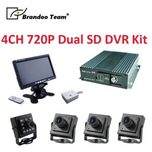 H.265 4CH 720P AHD CAR DVR system, include 4pcs camera+monitor+microphone