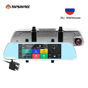 TOPSOURCE 7 inch 3G Car DVR Mirror Gps Dual Camera
