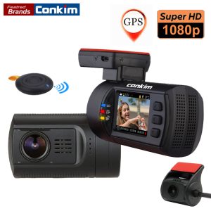 Dual Lens Car Dash Camera GPS DVR Front 1080P FHD+Rear Camera