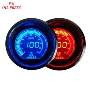 lue Red LED Light Oil Press Gauge Car Pressure Meter
