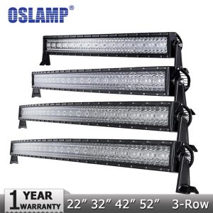 Oslamp 3-Row 14" 22" 32" 50" Curved LED Light Bar Offroad Spot
