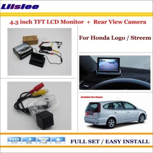 Liislee For Honda Logo / Stream Auto Back UP Reverse Camera + 4.3" Color LCD Monitor = 2 in 1 Rearview Parking System