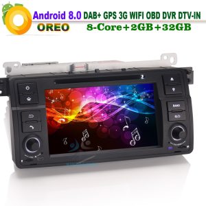 8 Core Android 8.0 DAB+ DVD SatNav GPS WiFi 3G CD SD RDS AUX OBD CAM-IN DVR Car Radio Player for BMW E46 3er Rover 75 M3 MG ZT