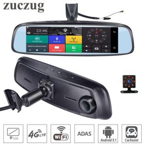 ZucZug 8" 4G Touch IPS Special WIFI Car DVR Camera Android RearView Mirror Dash Cameras Dual Lens GPS Bluetooth ADAS Car Assist