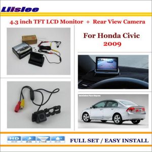 Liislee For Honda Civic 2009 In Car 4.3" Color LCD Monitor + Car Rear Back Up Camera = 2 in 1 Park Parking System