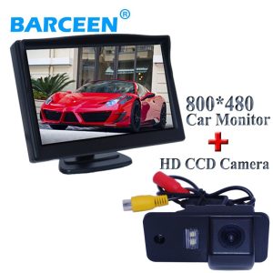 800*480 resolution 5" car display monitor wire with car rearview camera water-proof black plastic shell materia for Audi A6L