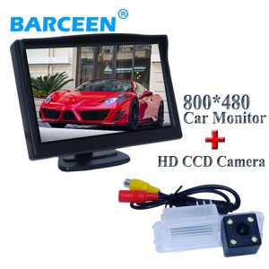Original +4 led +glass 170 degree lens+5" wide lcd screen car rear view camera with screen monitor for Volkswagen GOLF 6/Magotan