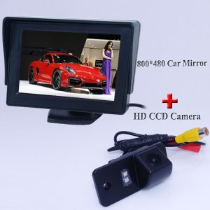 Glass lens materinal car rear reversing camera with screen monitor 4.3" display 2 in 1 set adapt for Audi A3 A4 A6 A8 Q5 Q7 A6L