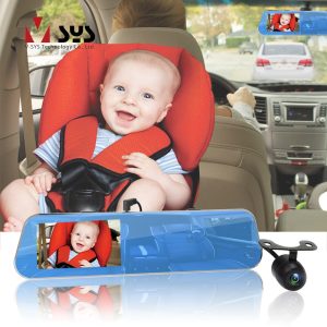SYS 3CH Rearview Mirror DVR Dash Cam Super HD 2K 1296P+720P+720P with Interior Cabin & Rear Facing Baby Car Seat Camera Monitor