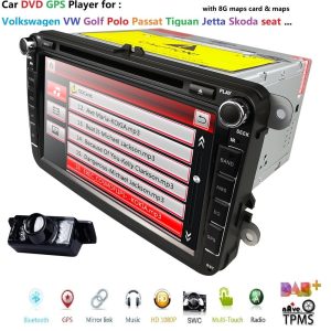 2 Din 8 inch car dvd GPS for VW Polo Jetta Tiguan passat b6 cc fabia Bluetooth Radio CD in dash steering wheel RDS DAB+ REAR CAM