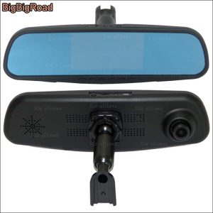 BigBigRoad For nissan march Dual Lens Car Mirror Camera DVR Blue Screen Video Recorder FHD 1080p Dash Cam with Original Bracket