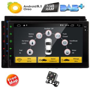 7 inch Android 8.1 Car Stereo 2 Din in Dash GPS Navigation Radio Bluetooth Head Unit Support Phone Mirroring CAM-IN OBD2 4G/3G