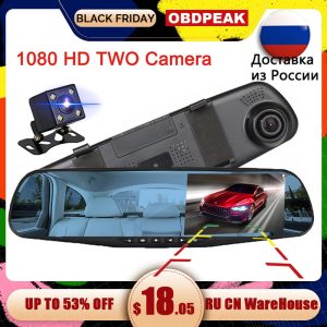 4.3 inch 1080P car rearview mirror Car Dvr full HD 1080p car driving video recorder camera car reverse image dual lens dash cam
