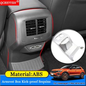 Car Styling ABS Decoration Car Armrest Box Kick-proof Sequins Sticker Car Decoration Accessories For Volkswagen T-Roc 2018 2019