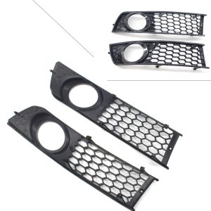 2Pcs Car Front Bumper Fog Light Cover Grille Grill For Audi A4 B6 2001 2002 2003 2004 2005 Honeycomb Style