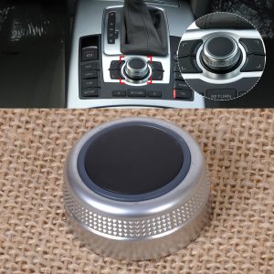 DWCX 1Pc Silver Chrome Multimedia MMI Main Menu Control Rotary Switch Knob Cap Cover for Audi A6 A8 S6 S8 Q7 RS6 4F0919069