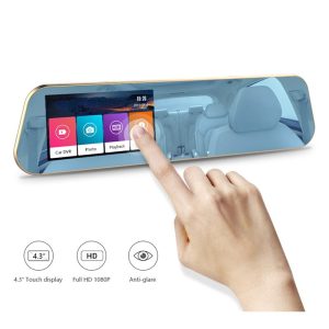 Full HD 1080P Touchscreen Car DVR Dual Cameras Rear View Mirror Night Vision Dash
