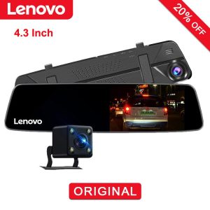 Original Lenovo IPS Car DVR Dual Lens Rearview Mirror Camera Night Vision Dashcam Video Recorder License Plate Settings Dash Cam