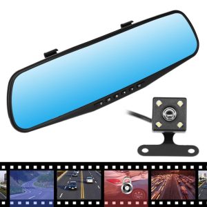 4.3" HD 1080P Dual Lens Rear View Mirror Car DVR Cam Recorder Safety Camera Set Dash Camera