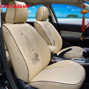 CARTAILOR Car Seats for Toyota Venza Seat Covers Set PU leather Car Seat Cover Protectors Black Cover Seat Interior Accessories