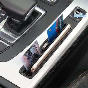 Lapetus Middle Control Bank Card Card Slot Storage Box Decoration Frame Cover Trim Fit For Audi Q5 2018 2019 Plastic Black Look