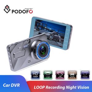 Podofo Car DVR Auto Camera Dashcam 4"IPS Dual Lens Cars Dvrs FHD 1080P Video Registrator Recorder G-sensor Night Vision Dash Cam