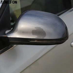 TOMEFON 2pcs For Audi A4L A4 L 2009-2016 ABS Plastic Carbon Fiber Paint Side Rear View Mirror Cover Cap Exterior Accessories