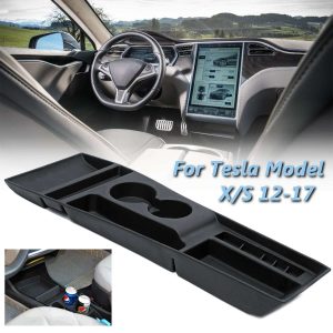 Car Armrest Box Storage Center Console Organizer Container Holder Box For Tesla Model X / S 2012 2013 2014 2015 2016 2017