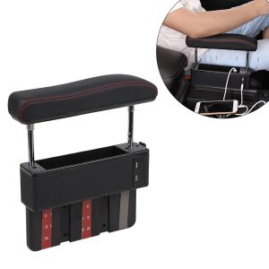 PU Leather Car Vehicle Seat Crevice Gap Storage Box With 4USB Armrest Pocket Organizer Phone Key Card Holder