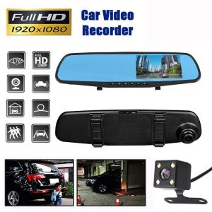 4.3 inch Night Vision Car Dvr Camera Rearview Mirror Digital Video Recorder Auto Camcorder Dash Cam FHD 1080P dual len