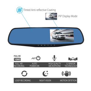 USB 2.0 Car DVR 2.4 Inch Built-in Dash Cam Night Vision Recorder Set Rear View 12-24V Parts Accessories