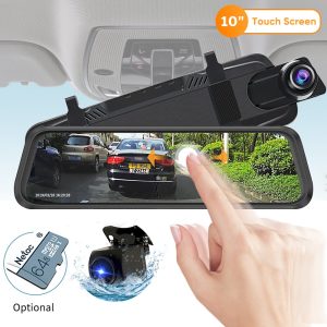 Deelife 10'' Car DVR Mirror Camera Stream Media Rearview Mirror Dash Cam Full HD 1080P Dual Cameras Auto Video Recorder
