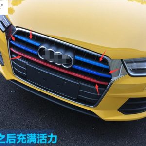 Plastic ! Accessories For Audi Q3 2016 2017 Front Head Face Grille Grill Colorful Lid Decoration Molding Cover Kit Trim 5 Piece