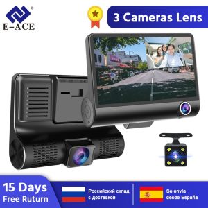 E-ACE Car DVR 3 Cameras Lens 4.0 Inch Dash Camera Dual Lens With Rearview Camera Video Recorder Auto Registrator Dvrs Dash Cam