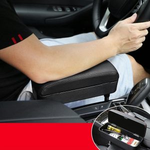 Adjustable Car Seat Gap Filler PU Leather Armrest Storage Box Organizer Holder Arm Elbow Support For Universal Car KVM-21