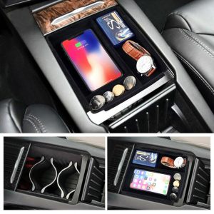 1pc New Car Phone Wireless Charging Storage Box Center Console Container Armrest Organizer for Tesla Model S Model X