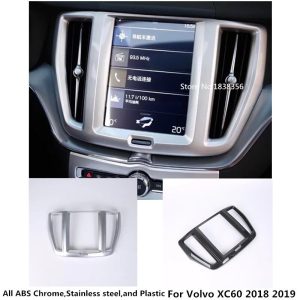 For Volvo XC60 2018 2019 car enter console GPS Navigation panel decoration cover Chromium styling interior moulding trim frame