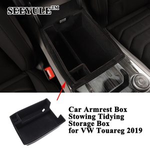 1pc SEEYULE Car Center Armrest Box Stowing Tidying Storage Box Organizer Container Accessories for VW Volkswagen Touareg 2019