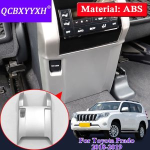 QCBXYYXH For Toyota Prado 2018 Car Styling Armrest box kick-proof sequins Rear cigarette lighter Decoration Cover Accessories