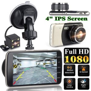 Dashcam FHD 1080P 4" LCD IPS Dual Lens Car DVR Auto Camera 170 Angle