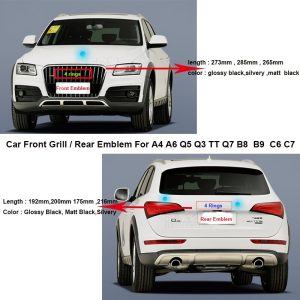 Car Rear Boot Emblem Auto Tail Trunk Logo Front Grill Label hood bonnet Badge For A4 A6 Q5 Q3 TT Q7 B8 B9 C6 C7
