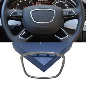 ABS chrome steering wheel sticker center emblem logo ring wrap cover frame accessories for Audi A4 B8 B9 A3 S3 8V Q3 Q5 Q7