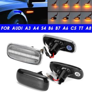 Pair LED Dynamic Side Marker Turn Signal Light Sequential Blinker Lamps For Audi A3 8P A4 S4 RS4 B6 B7 B8 A6 S6 RS6 C5 C7