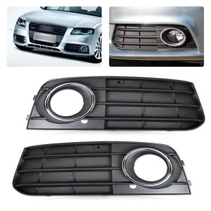 DWCX 2pc Kit Black Right Left Fog Light Lamp Cover Grille for Audi A4 B8 2008 2009 2010 2011 2012 8K0807681A 01C 8K0807682A 01C