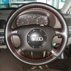 38CM Car Steering Wheel Cover for Audi A3 Sportback 8P A4 B6 B8 A6 C6 C5 Q5 Q3 Q7 100 C4 TT MK1 Sline Auto Leather Wheel Cover
