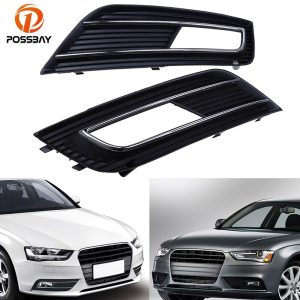 POSSBAY Front Bumper Fog Light Cover Grille for Audi A4 B8 2012 2013 2014 2015 Facelift Left/Right Auto Front for Audi A4 Grill