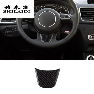Car Styling Carbon Fiber Steering Wheel Covers Stickers sport For AUDI A4 B8 B9 A3 A5 A6 C7 A7 W3 Q5 Interior Auto Accessories