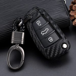 Car Key Case Cover Carbon Fiber For Audi A3 A4 A4L B5 B6 B7 B8 B9 A5 A6 A6L C5 C6 Q3 Q5 Q7 S5 S7 RS3 TT Car key Shell Protecor