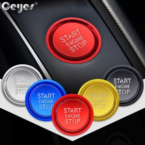 Ceyes Car Accessories Sticker For Audi B8 A6L A4 A5 A6 A7 Q3 Q7 Q5 8R C7 Auto Engine Start Stop Button Rings Cover Case Styling