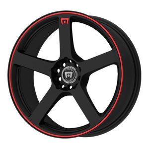 MR116 Matte Black Wheel With Red Racing Stripe 15x6.5"/4x100, 108mm, +40mm offset)